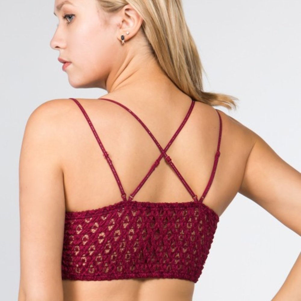New Dusty Coral Crochet Lace Bralette - Picture 2 of 3